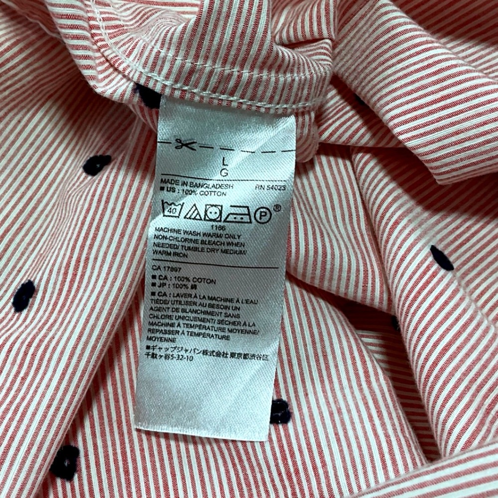 Banana Republic Mens Short Sleeve Shirt Red White Striped Micro Anchor Print L - Picture 8 of 9